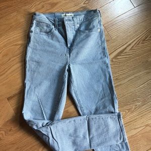 MADEWELL WHITE PINSTRIPE SKINNY JEANS
